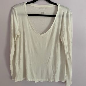 American Eagle White Long-Sleeve Shirt